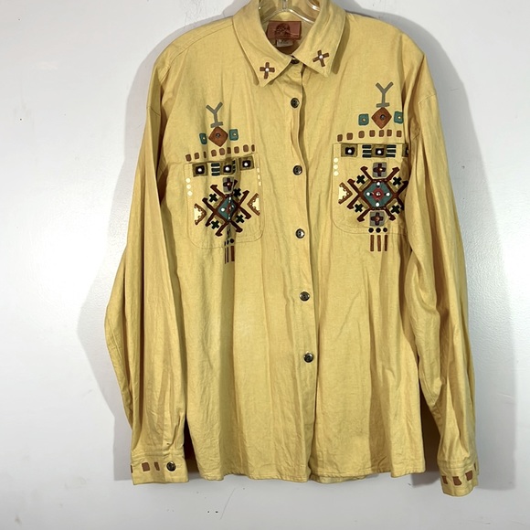 Vintage Other - - Myo Pinon Handpainted Western Shirt vintage, L, light mustard color, uni…